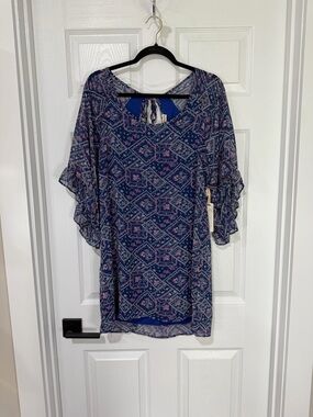 Altar'd State Blue and Pink Printed Midi Dress